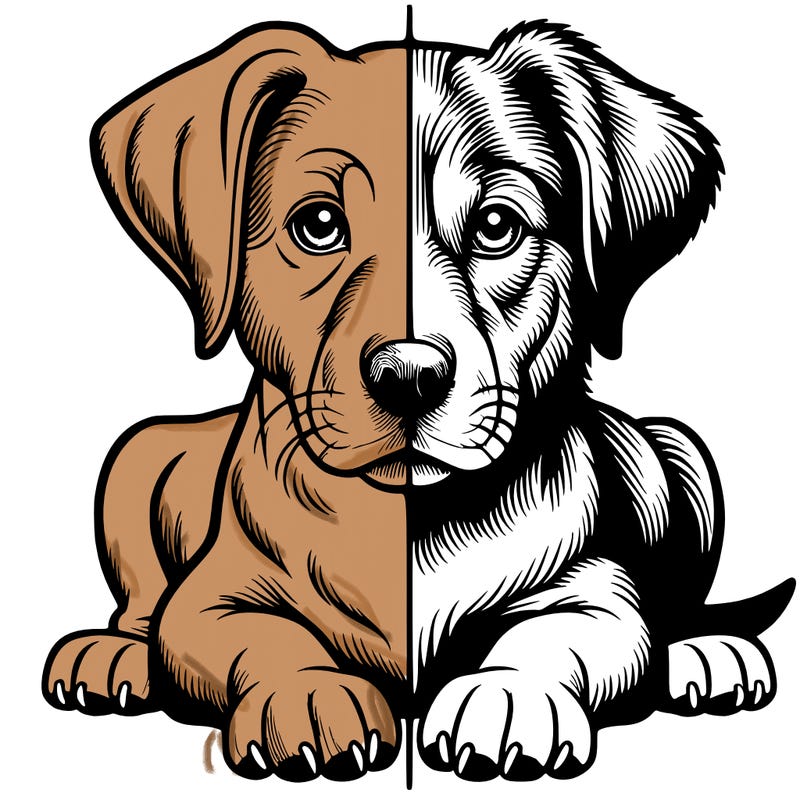 realistic dog split picture