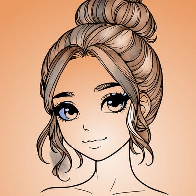 realistic pretty girl with hair in bun