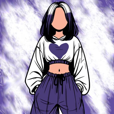 realistic girl faceless with baggy pants and a crop top