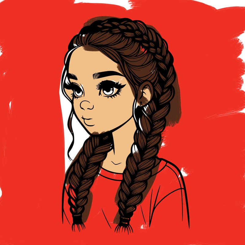 realistic girl with braids