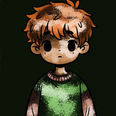 boy with messy short hair and wearing a oversized sweatshirt