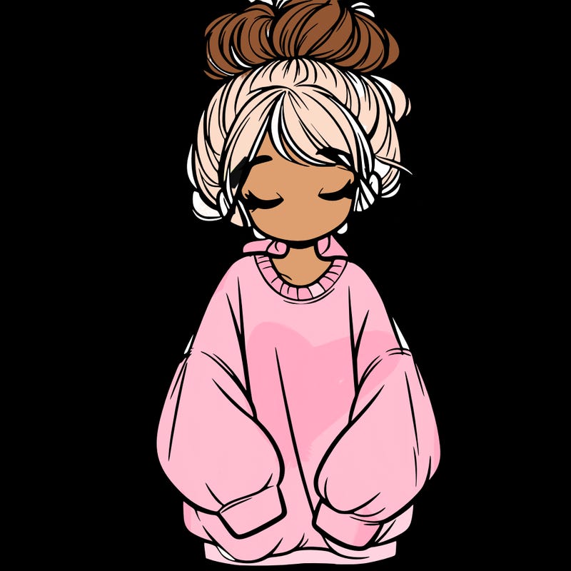 girl with baggy sweatshirt and messy bun