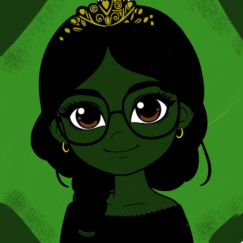 a girl with one braid and glasses who is a princess realistic