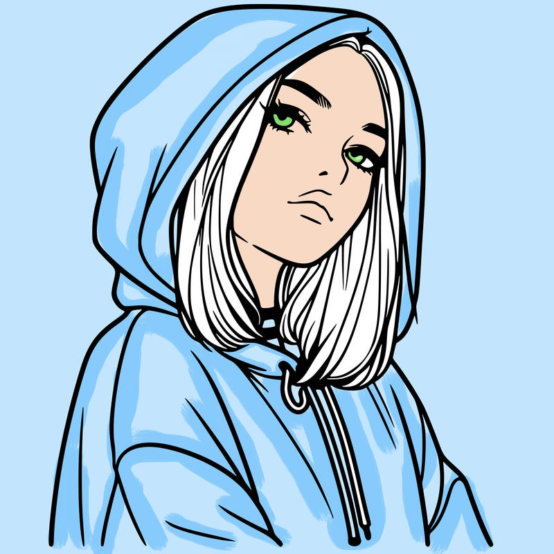 a realistic girl in a hoodie