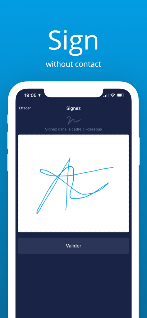 DriiveMe - Schermata dell'app DriiveMe che mostra la funzione di firma digitale contactless