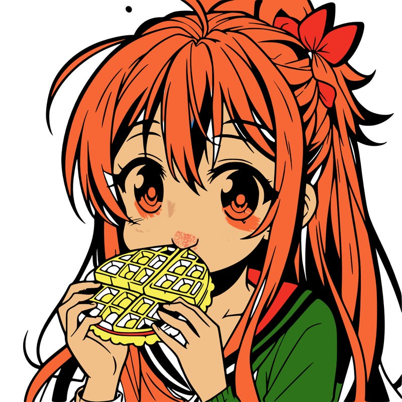 anime eating waffle