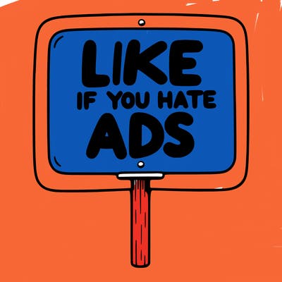a sign that says like if you hate ads
