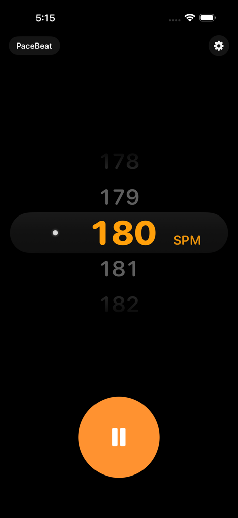 PaceBeat｜跑者步频训练器 - PaceBeat app interface showing a running cadence set to 180 SPM