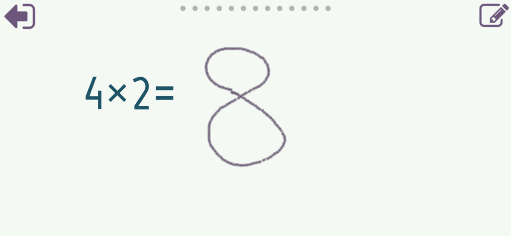 Times Tables 10x10 - A multiplication problem with a hand written answer