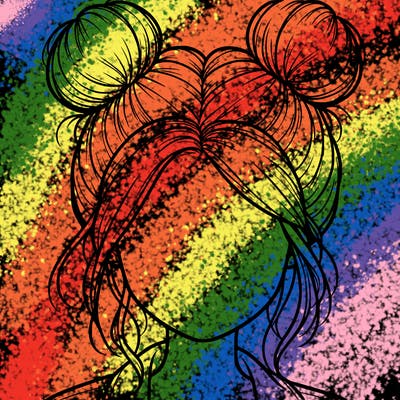 realistic girl with buns on the top of her hair