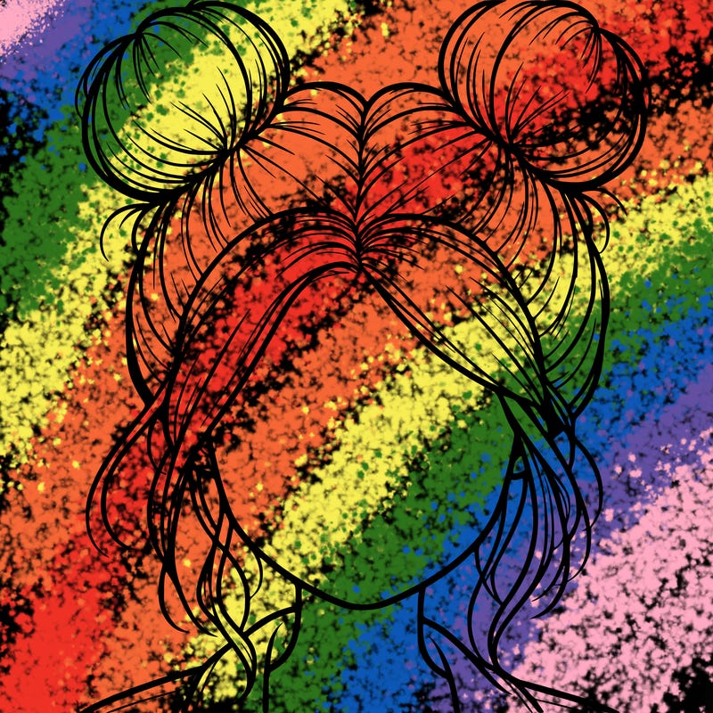 realistic girl with buns on the top of her hair