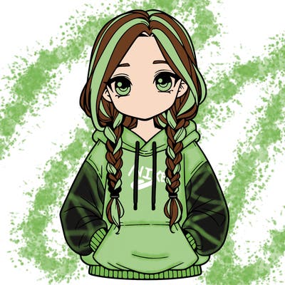 a realistic girl with a oversized hoodie and she has braids