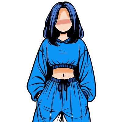 realistic girl faceless with baggy pants and a crop top