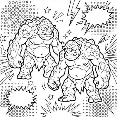 Dive into a world of vibrant fantasy with our Pop Art Mountain Trolls coloring page! Featuring bold comic-style lines and dynamic elements, this action-packed scene is perfect for an exhilarating coloring adventure.