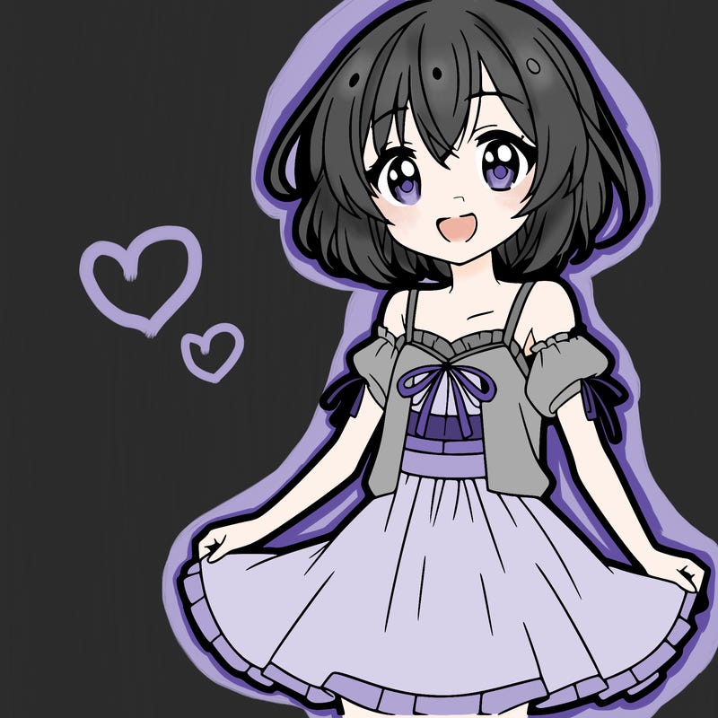 smiling anime girl wearing a dress