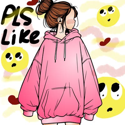 realistic girl with a oversized sweatshirt on and a bun