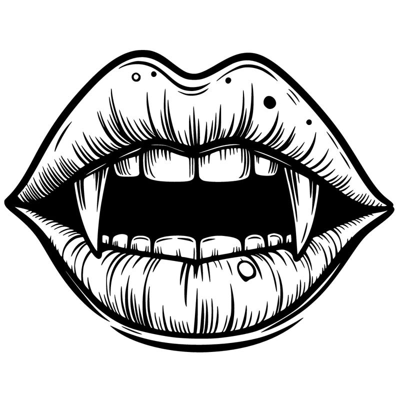 lips with vampire teeth