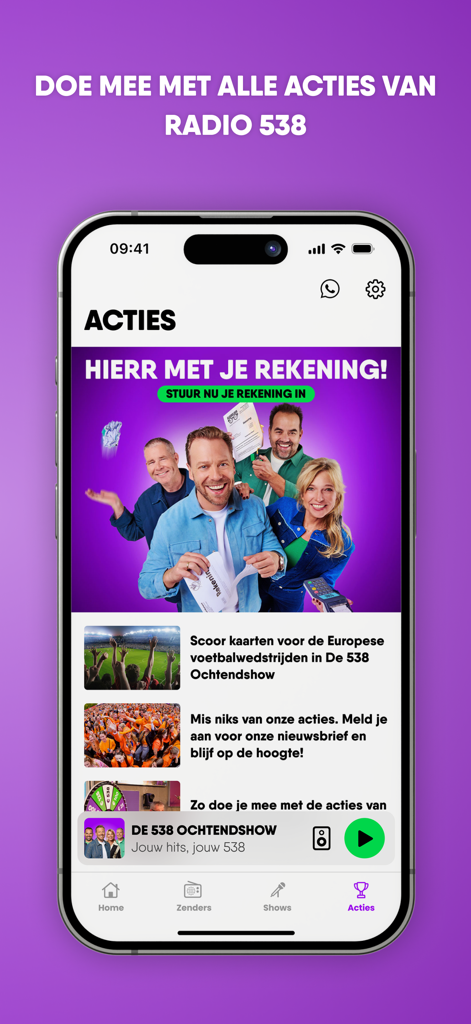 538 - The promotions and contests screen of the Radio 538 app