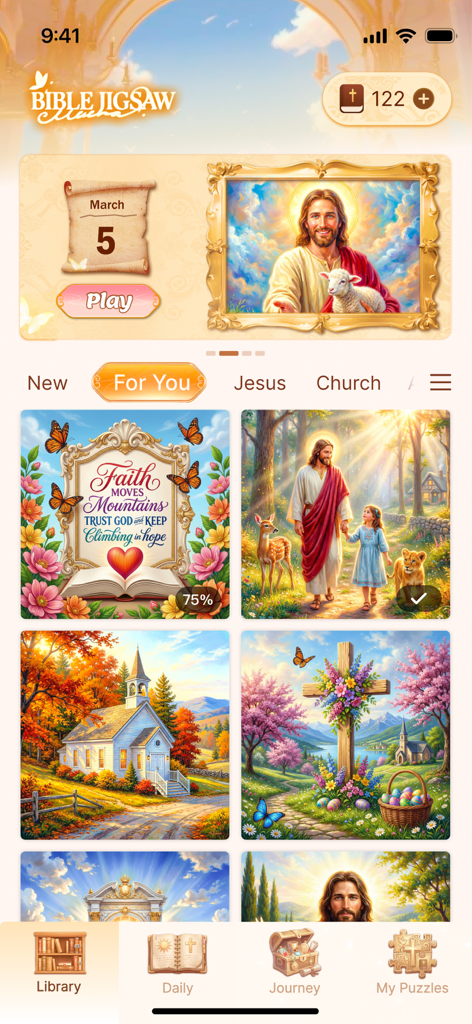 Bible Jigsaw Puzzles - Biblioteca de la aplicación Puzles de Jigsaw de la Biblia con escenas religiosas y puzles de Jesús.