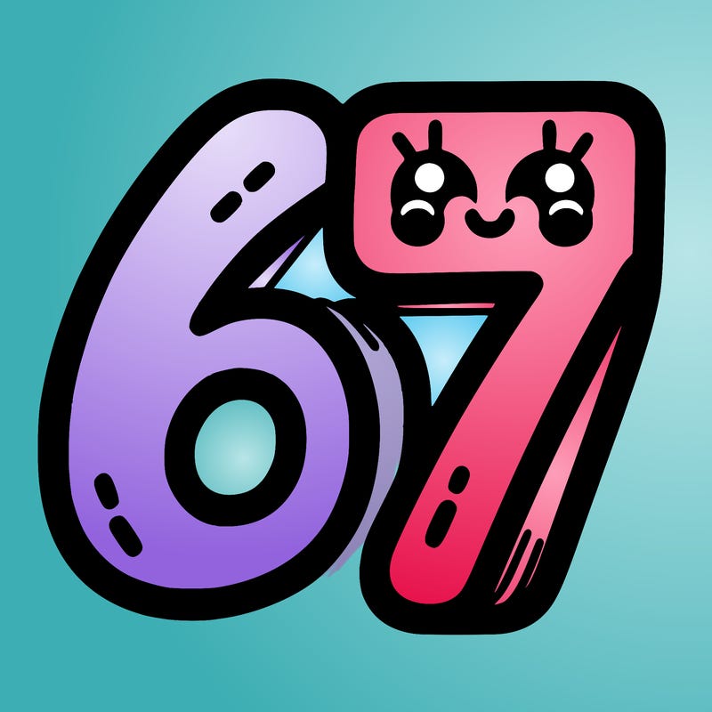 the numbers 67