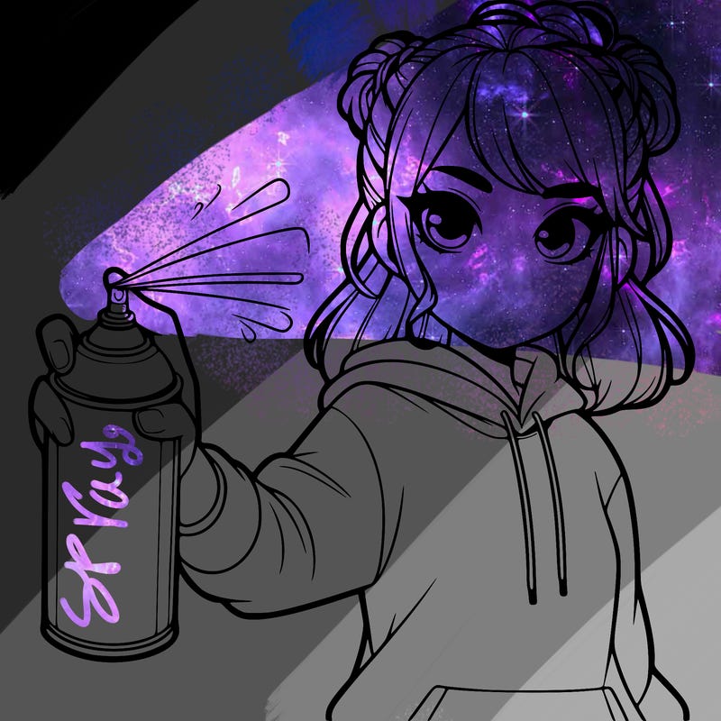 realistic girl is spray painting