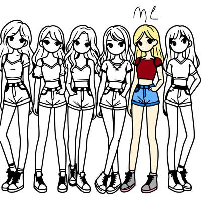 a group of girls wearing crop tops and shorts