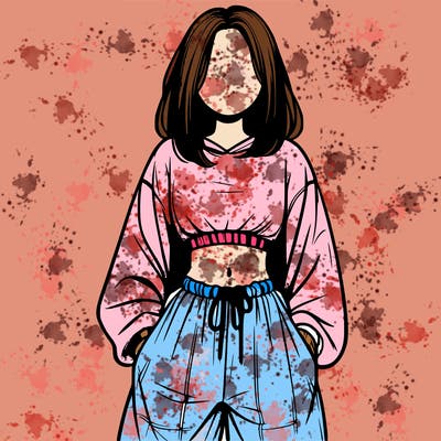 realistic girl faceless with baggy pants and a crop top