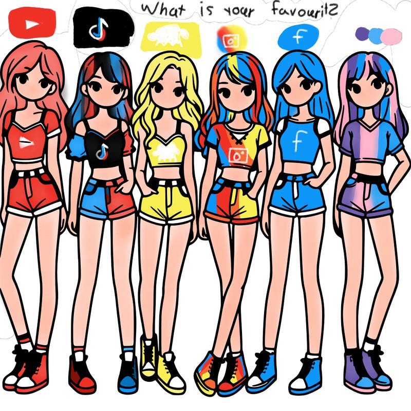 a group of girls wearing crop tops and shorts