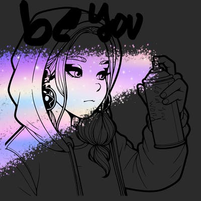 a realistic girl, spray painting