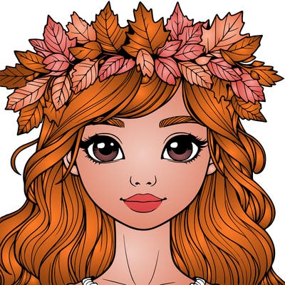 realistic girl with fall leaf crown