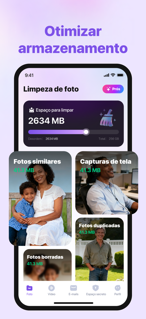 MediaClean: storage cleaner - MediaClean app interface displaying storage optimization and photo cleanup categories