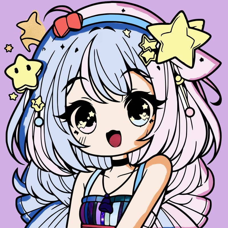 cute anime girl with star accessories