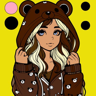 realistic girl in a animal pjs hoodie