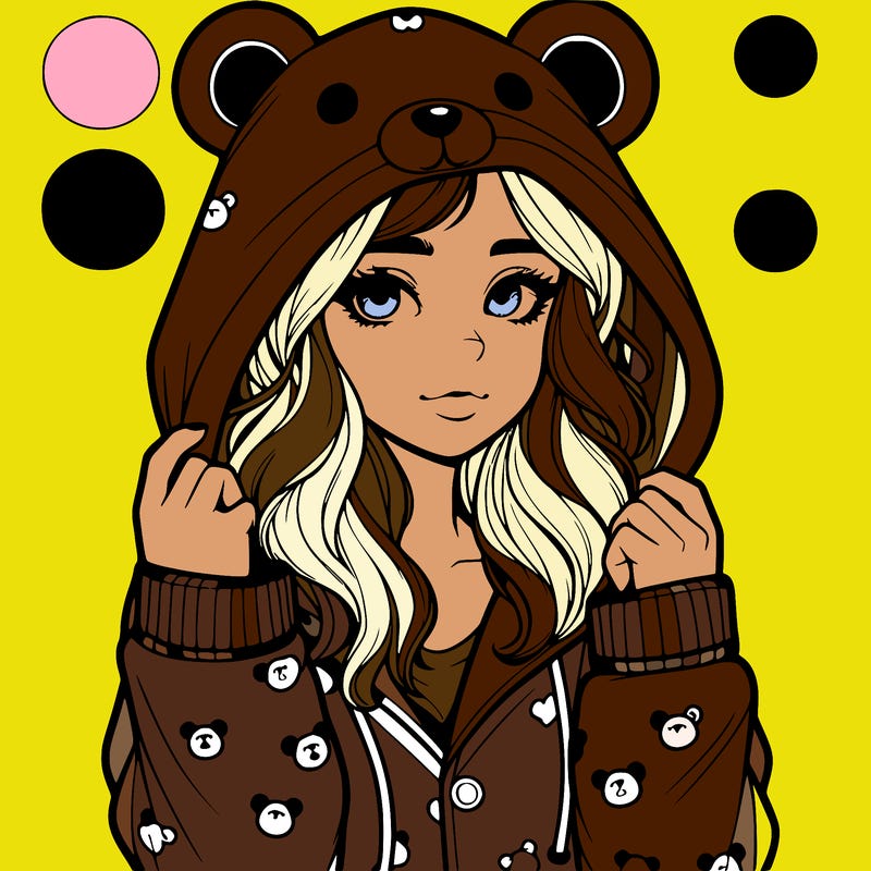 realistic girl in a animal pjs hoodie