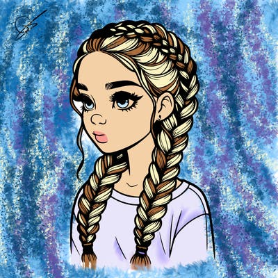 realistic girl with braids