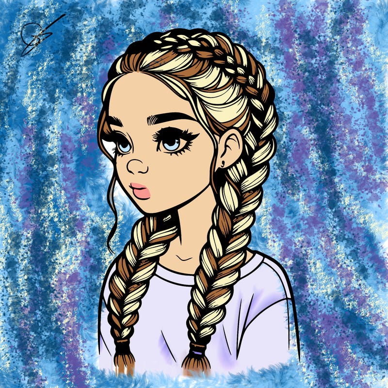 realistic girl with braids