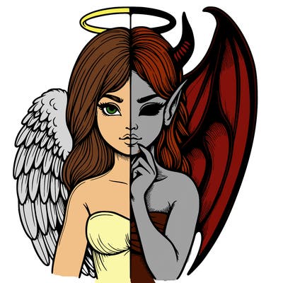 realistic angel half demon