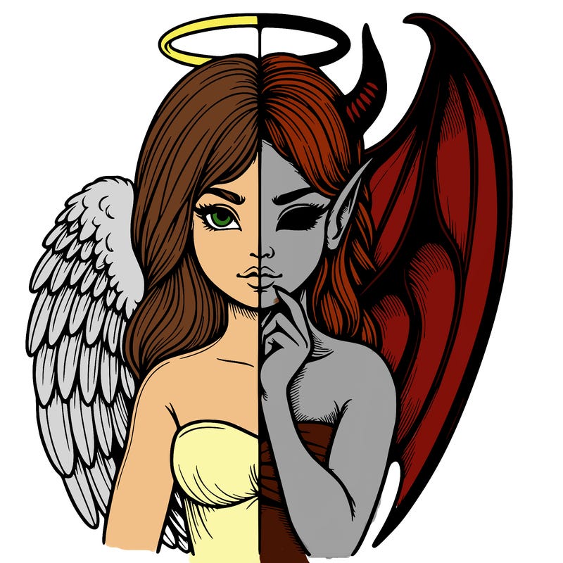 realistic angel half demon