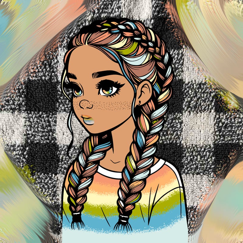 realistic girl with braids