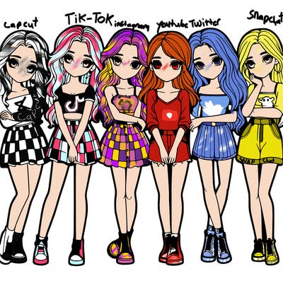 a group of girls realistic