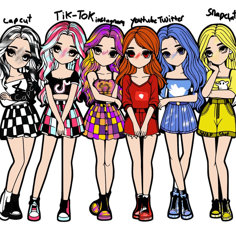 a group of girls realistic