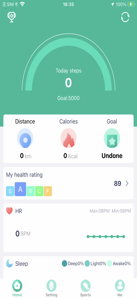 FitPro app dashboard showing activity tracking for steps heart rate and sleep