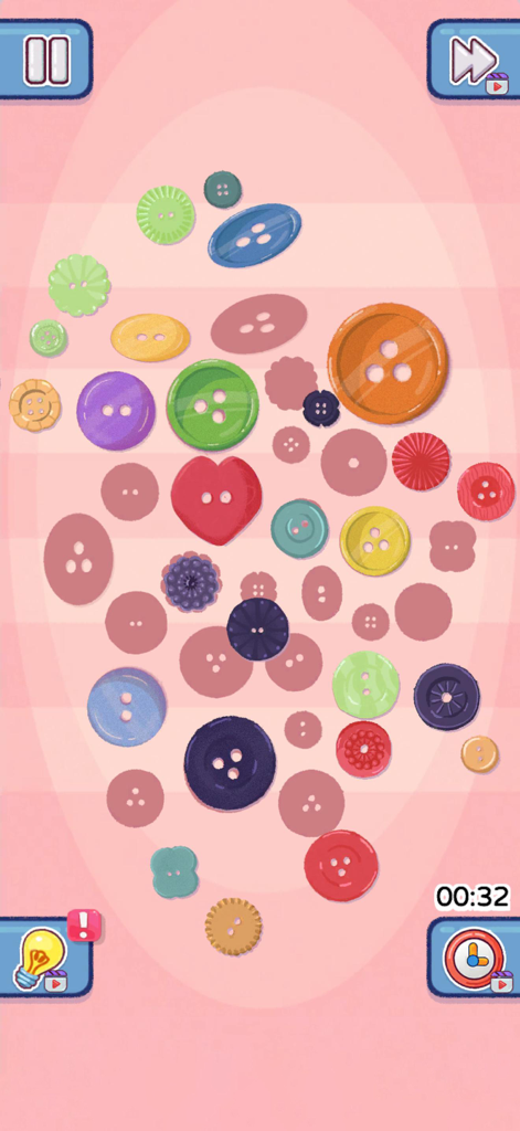 Perfect Satisfy: Organize Game - Botones de colores siendo emparejados con sus contornos en un nivel de juego de organización satisfactorio