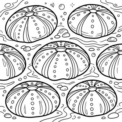 Explore the fascinating world of irregular sea urchins with this unique coloring page. These intriguing marine creatures, known for their flattened, burrowing shapes, offer a delightful coloring adventure.