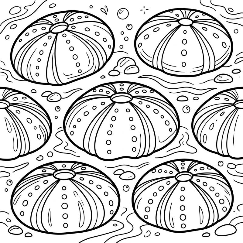 Explore the fascinating world of irregular sea urchins with this unique coloring page. These intriguing marine creatures, known for their flattened, burrowing shapes, offer a delightful coloring adventure.