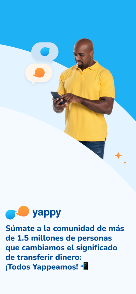 Yappy - Hombre usando la aplicación de billetera digital Yappy en su smartphone