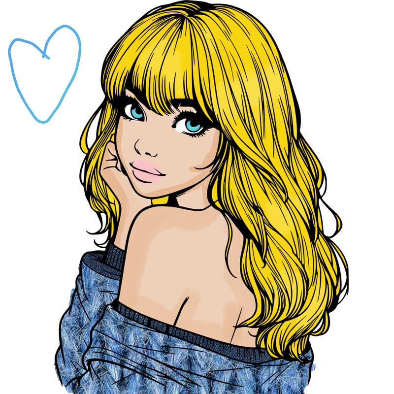 realistic girl with bangs looking over her shoulder