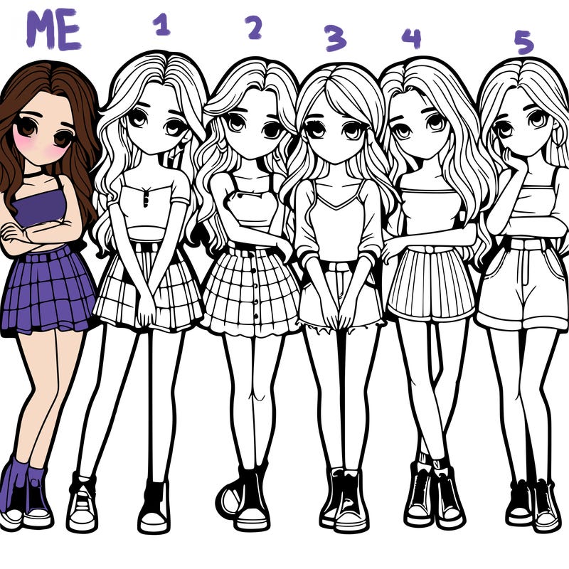 a group of girls realistic