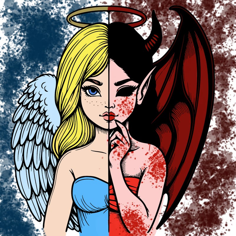 realistic angel half demon