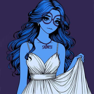 realistic girl in flowy silky prom dress